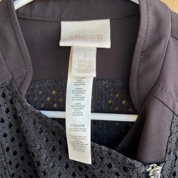 Chicos Diamond Mesh Moto Jacket - Size 1 (Medium) - Picture 4 of 7